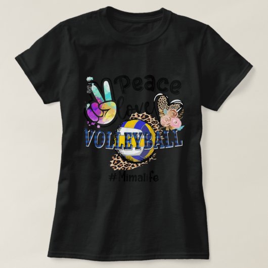 Peace Liebe Volleyball Mima Life Mama Oma Leopar T-Shirt (Design vorne)