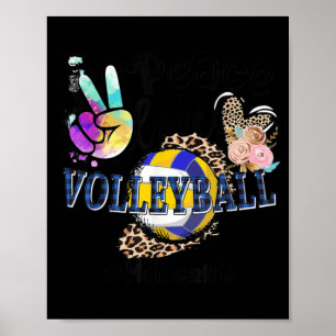Peace Liebe Volleyball Mother Life Mama Oma Leop Poster