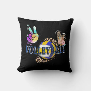 Peace Liebe Volleyball Mum Life Mama Oma Leopard Kissen