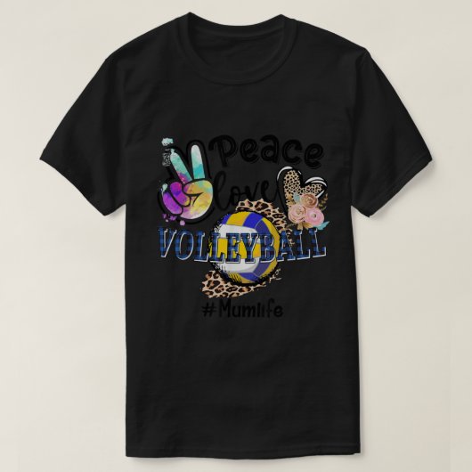 Peace Liebe Volleyball Mum Life Mama Oma Leopard T-Shirt (Design vorne)