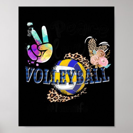 Peace Liebe Volleyball Nani Life Mama Oma Leopar Poster (Vorne)