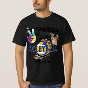 Peace Liebe Volleyball Nani Life Mama Oma Leopar T-Shirt