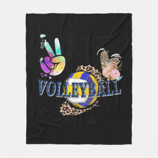Peace Liebe Volleyball Oma Life Mama Oma Leopard Fleecedecke