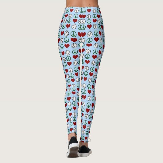 Peace Liebe Volleyball Pattern Leggings (Rückseite)
