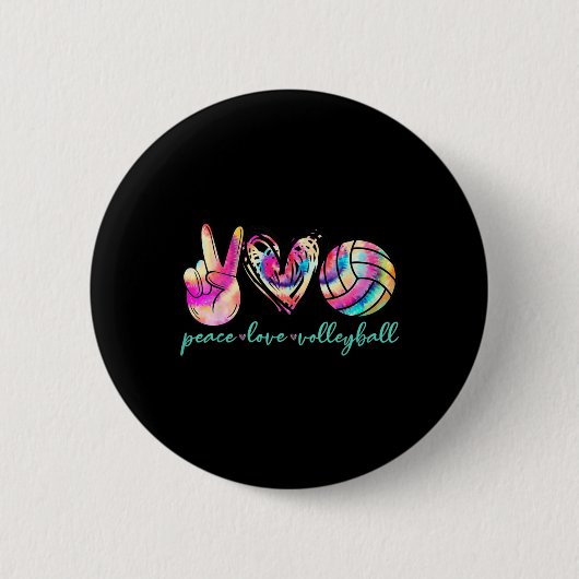 Peace Liebe Volleyball Player Gefärbte Krawatte St Button (Vorderseite)