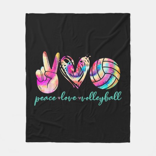 Peace Liebe Volleyball Player Gefärbte Krawatte St Fleecedecke (Vorderseite)