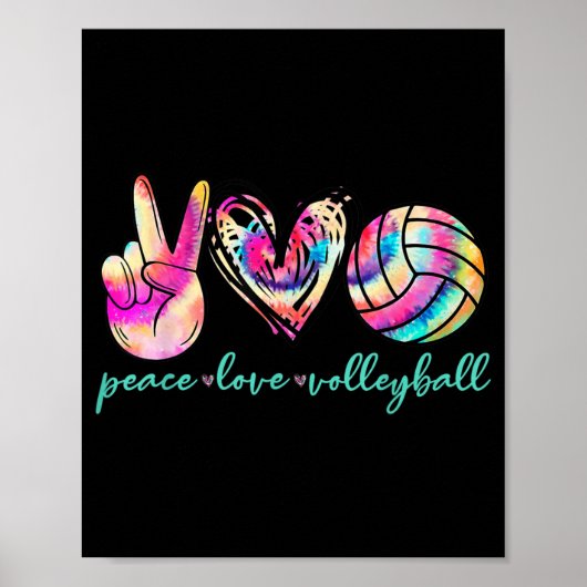Peace Liebe Volleyball Player Gefärbte Krawatte St Poster (Vorne)