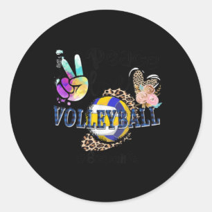 Peace Liebe Volleyball Sister Life Mama Oma Leop Runder Aufkleber