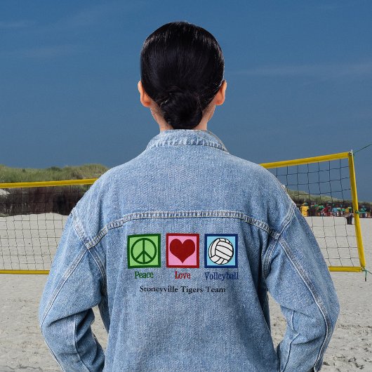 Peace Liebe Volleyball Spieler Niedliches Kundente Jeansjacke