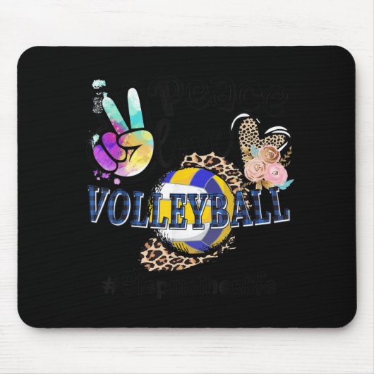 Peace Liebe Volleyball Stepmutter Life Mama Oma Mousepad (Vorne)