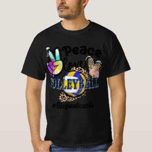 Peace Liebe Volleyball Stepsister Life Mama Oma T-Shirt