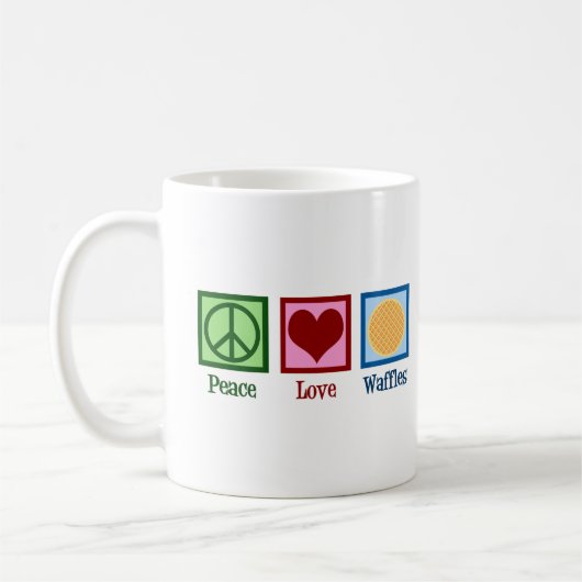 Peace Liebe Waffles Niedliche Kinder Kaffeetasse (Links)