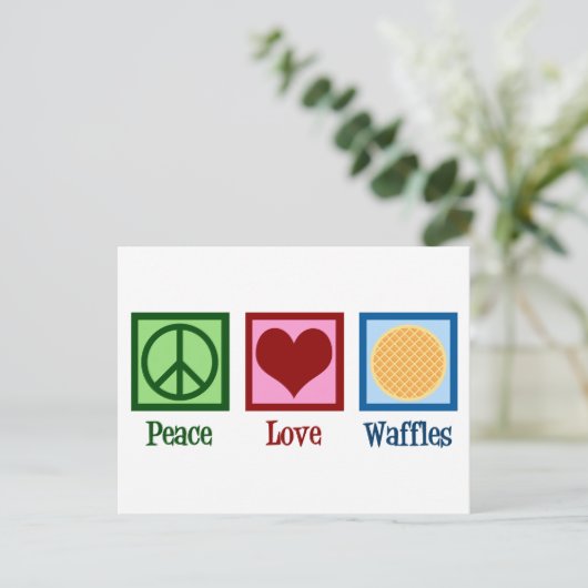 Peace Liebe Waffles Postkarte (Stehend Vorderseite)