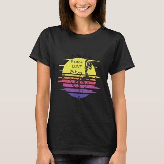 Peace Liebe Wanderschule Wandern Vibes T-Shirt (Vorderseite)