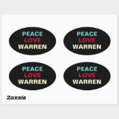 Peace Liebe WARREN Oval Aufkleber (Blatt)