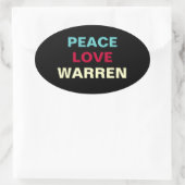 Peace Liebe WARREN Oval Aufkleber (Tasche)