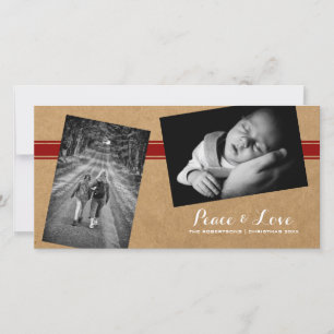 Peace Liebe Weihnachts-Fotos Papier Roter Gürtel Feiertagskarte