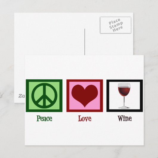 Peace Liebe Wine Postkarte (Vorne/Hinten)