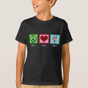 Peace Liebe Wolves Niedliche Wolf Kids T-Shirt