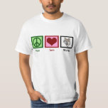 Peace Liebe Wolves T-Shirt<br><div class="desc">Friedenszeichen,  Herz und zeichn eines grauen Wolfs.</div>