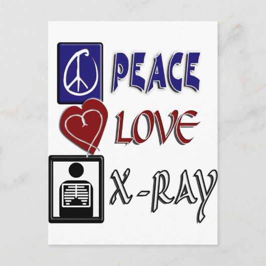 PEACE LIEBE XRAY POSTKARTE (Vorderseite)