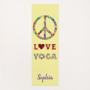 Peace Liebe Yoga Add Name Colorful Yogamatte