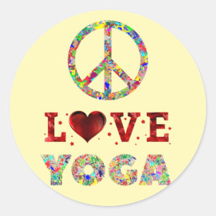 Peace Liebe Yoga Colorful Spiritual Runder Aufkleber