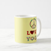 Peace Liebe Yoga farbenfroh Inspiration Kaffeetasse (VorderseiteRechts)