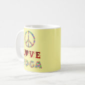 Peace Liebe Yoga farbenfroh Inspiration Kaffeetasse (Vorderseite Links)