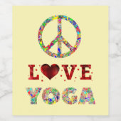 Peace Liebe Yoga farbenfroh Inspiration Weinetikett (Einzelnes Label)