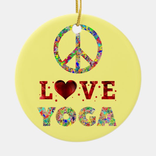 Peace Liebe Yoga Farbenfrohe Spiritualität Keramik Ornament (Vorne)