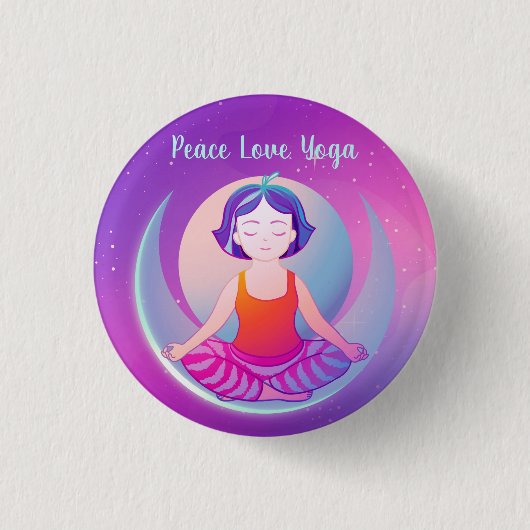 Peace Liebe Yoga Girl Meditation im Weltraum Button (Vorderseite)
