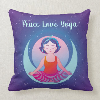 Peace Liebe Yoga Girl Meditation im Weltraum Kissen