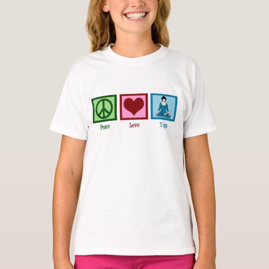 Peace Liebe Yoga Kids T-Shirt (Vorderseite)