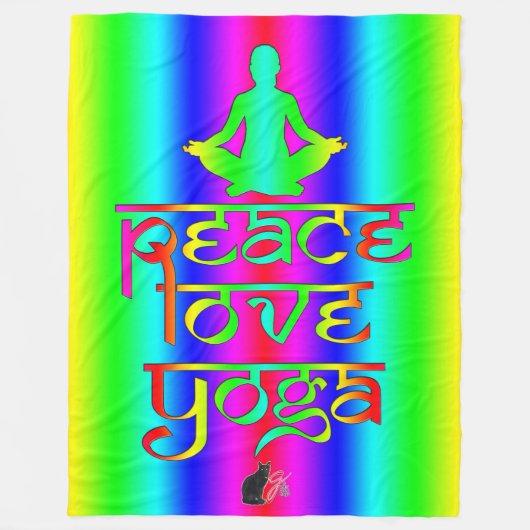Peace Liebe Yoga Rainbow Absichten Fleecedecke (Vorderseite)