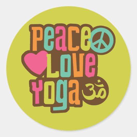 Peace Liebe Yoga Runder Aufkleber (Vorderseite)