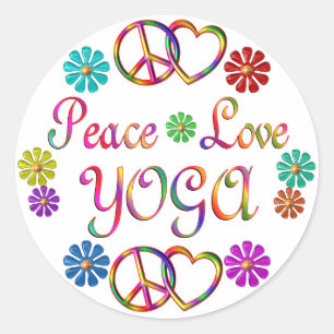 PEACE LIEBE YOGA RUNDER AUFKLEBER