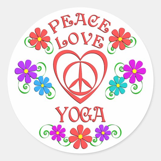 Peace Liebe Yoga Runder Aufkleber (Vorderseite)