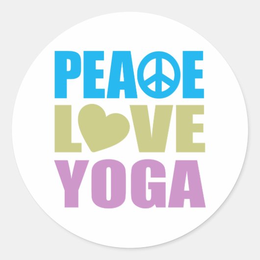 Peace Liebe Yoga Runder Aufkleber (Vorderseite)