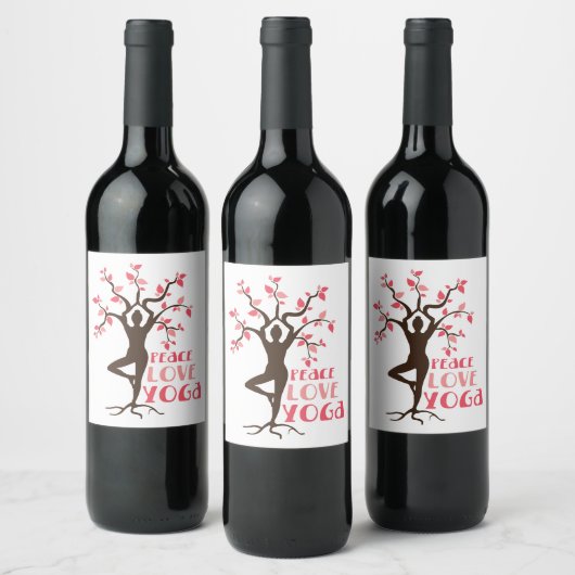 Peace Liebe Yoga Weinetikett (Flaschen)