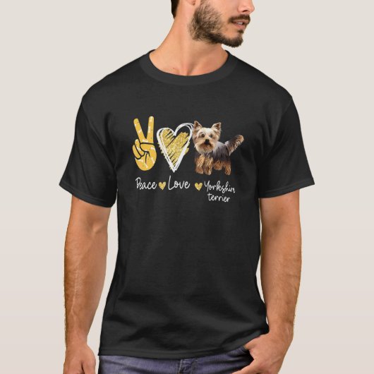 Peace Liebe Yorkshire Terrier Dog T-Shirt (Vorderseite)