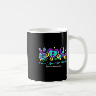 Peace Liebe You Lila Aquamarin Ribbon Suicide Awar Kaffeetasse