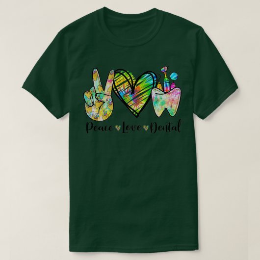 Peace Liebe Zahnliche Gefärbte Krawatte Herz des N T-Shirt (Design vorne)