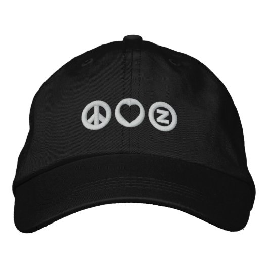 Peace Liebe Zazzle Bestickte Kappe (Vorderseite)