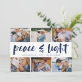 Peace & Light | Hanukkah Photo Collage Feiertagskarte (Stehend Vorderseite)