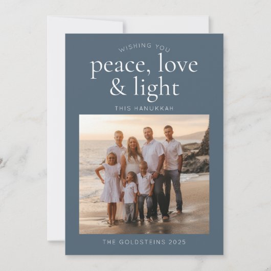 Peace, Light & Love Hanukkah Holiday Card Einladung (Vorderseite)