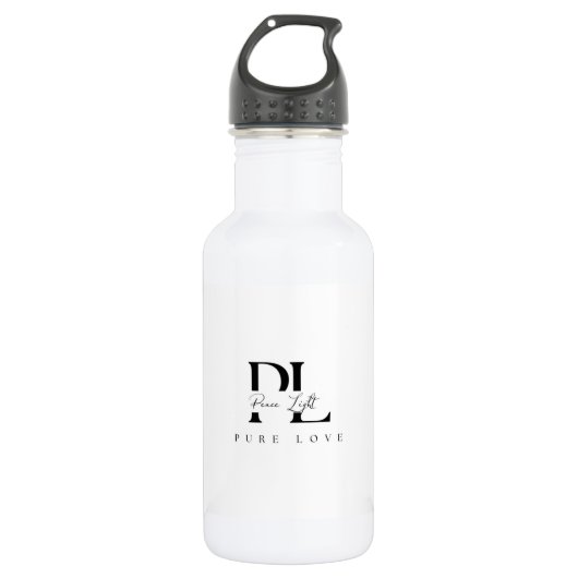 „Peace Light – Pure Love“-Logo Edelstahlflasche (Vorderseite)