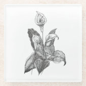 Peace lily Hand Drawn Fine Botanical Art Glasuntersetzer (Vorderseite)