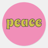 Peace Lime Green and Pink Retro Style Runder Aufkleber (Vorderseite)