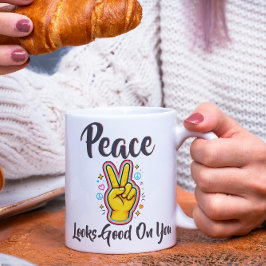 Peace Looks Good on You – Positive Vibes Graphic Kaffeetasse